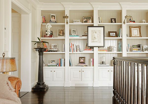 front facing bookshelves