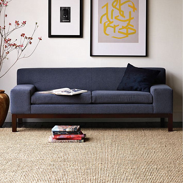 long navy modern sofa