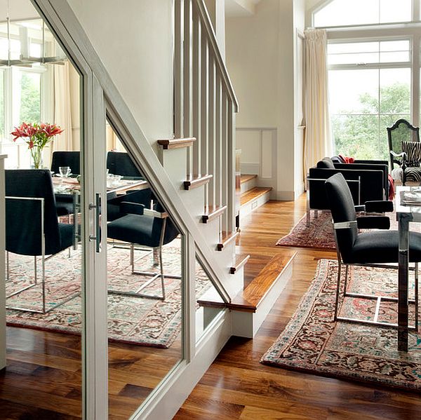 mirrors on under the stairs cabinet doors