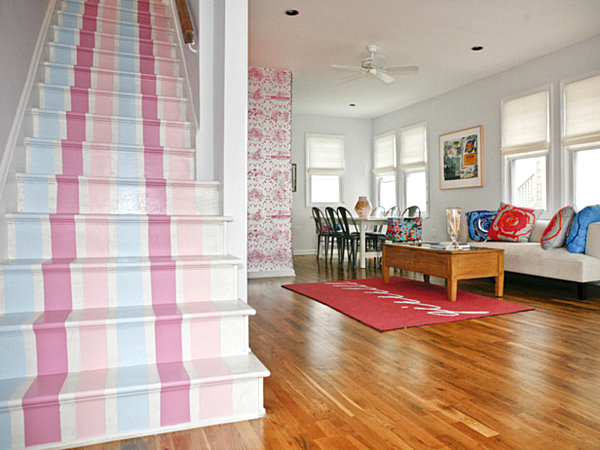 pastel striped stair