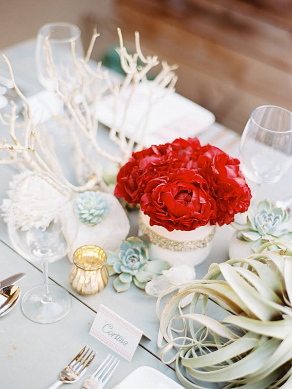 peony and succulent centerpiece