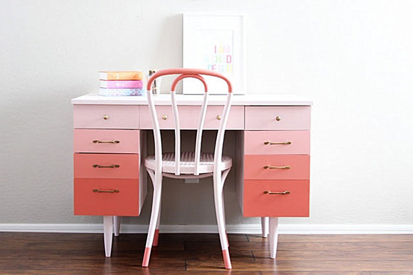 pink ombre desk