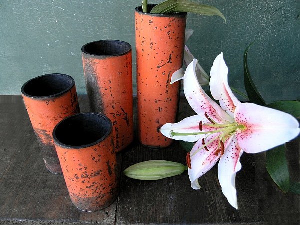 reclaimed PVC pipes vases