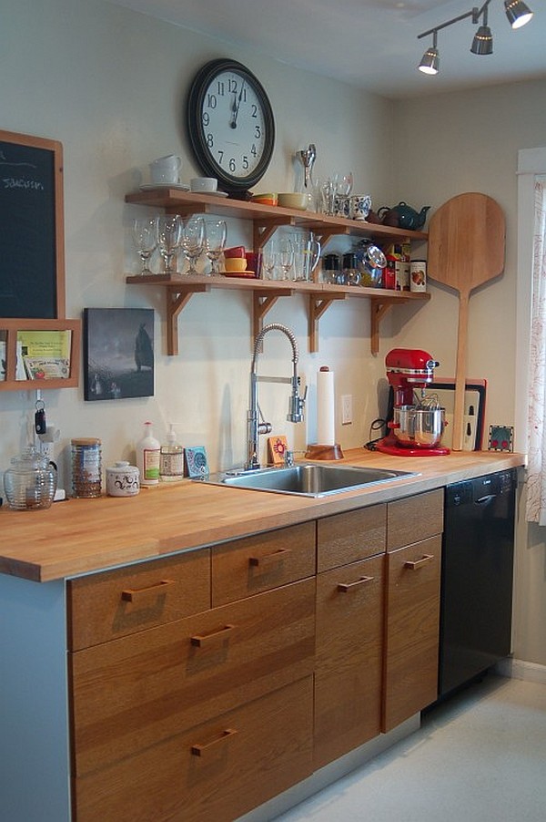 small space - wooden kitchen cabinets