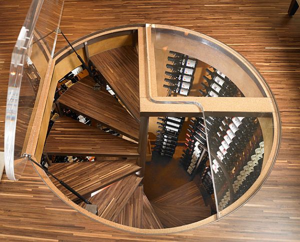 spiral staircase to the wine cellar