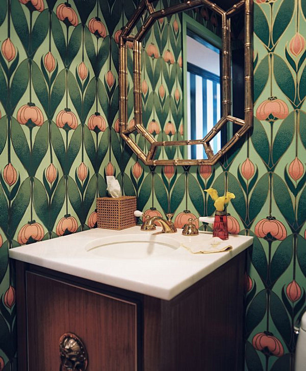 tropical art nouveau bathroom