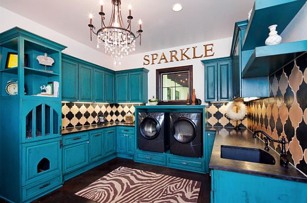 turqoise-laundry-room-with-hidden-cat-litter-box