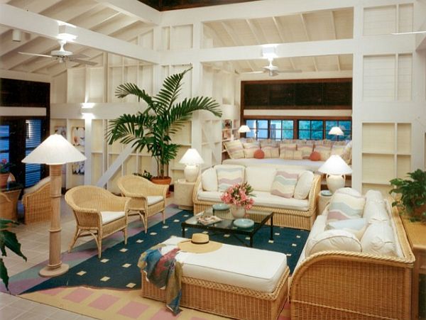 wood framed Island home - caribbean living room