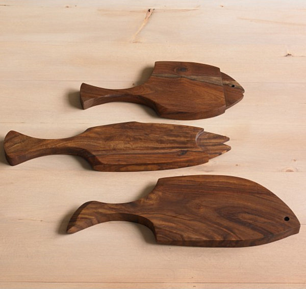 wooden fish serving boards