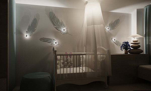 zen baby room with soft and soothing wall sconces