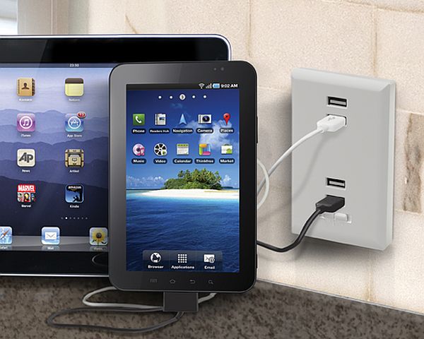 4-port USB wall plate charger