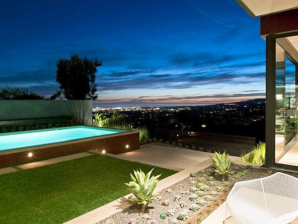 Contemporary Home in California - pool night view