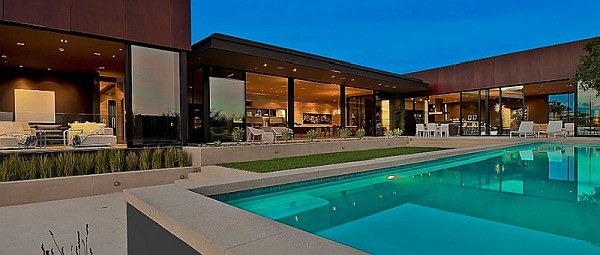 Contemporary Home in California - pool patio design