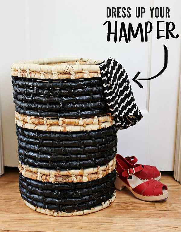 DIY hamper painted with a black coat