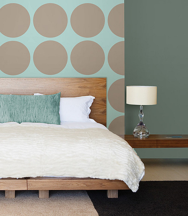 DIY polka dot wall with soothing taupe hue