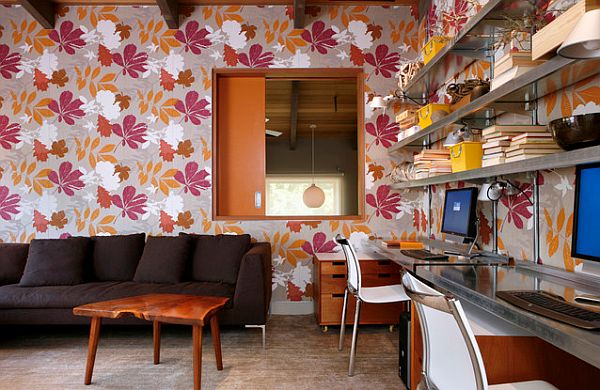 Home-office-with-floral-wallpaper