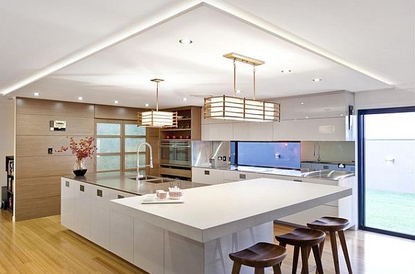 Japanese-modern-kitchen-design-with-white-furniture-and-large-island