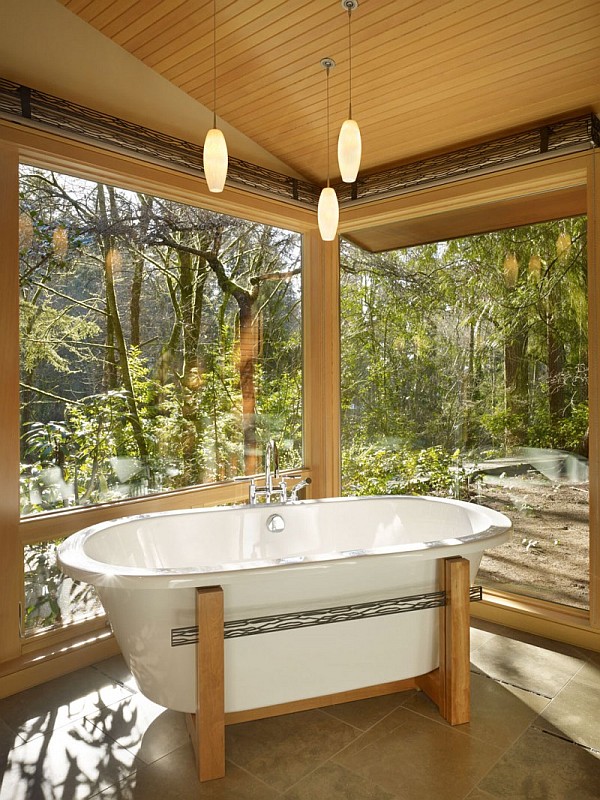 Lake Forest Park Renovation - large windows bathroom design