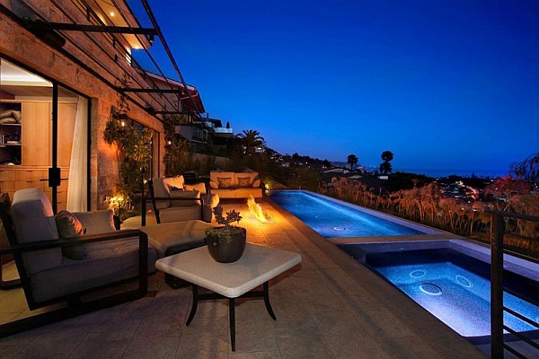 Luxury Beach House, Laguna Beach, California - lap pool on outdoor terrace