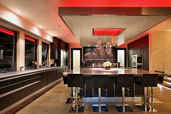 Luxury Beach House, Laguna Beach, California - sleek modern kitchen furniture