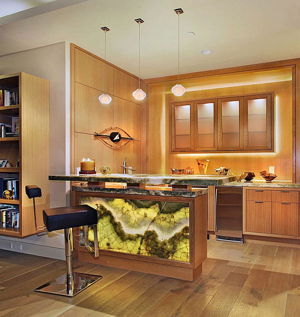 Luxury-Beach-House-Laguna-Beach-California-wooden-kitchen-with-fancy-furniture