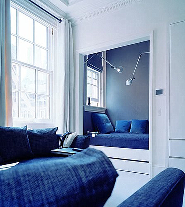 blue alcove bed