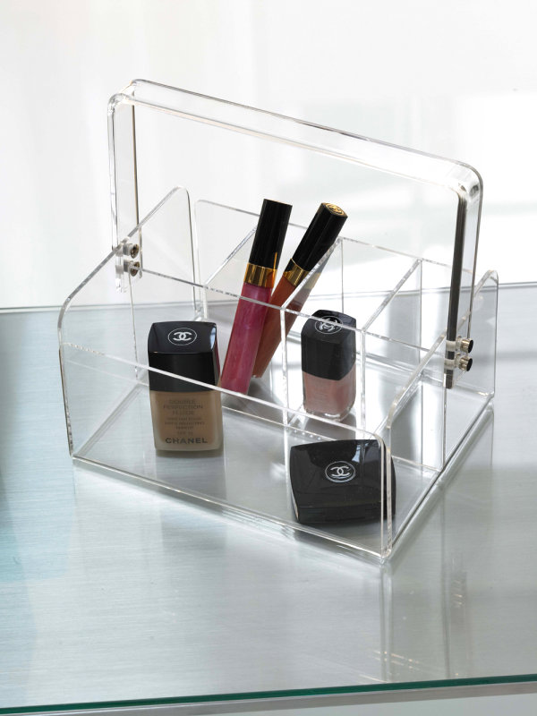 clear makeup caddy