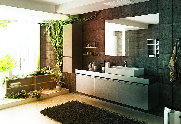 contemporary forest themed bathroom