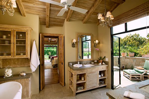 contemporary rustic bathroom design with earth toned colors