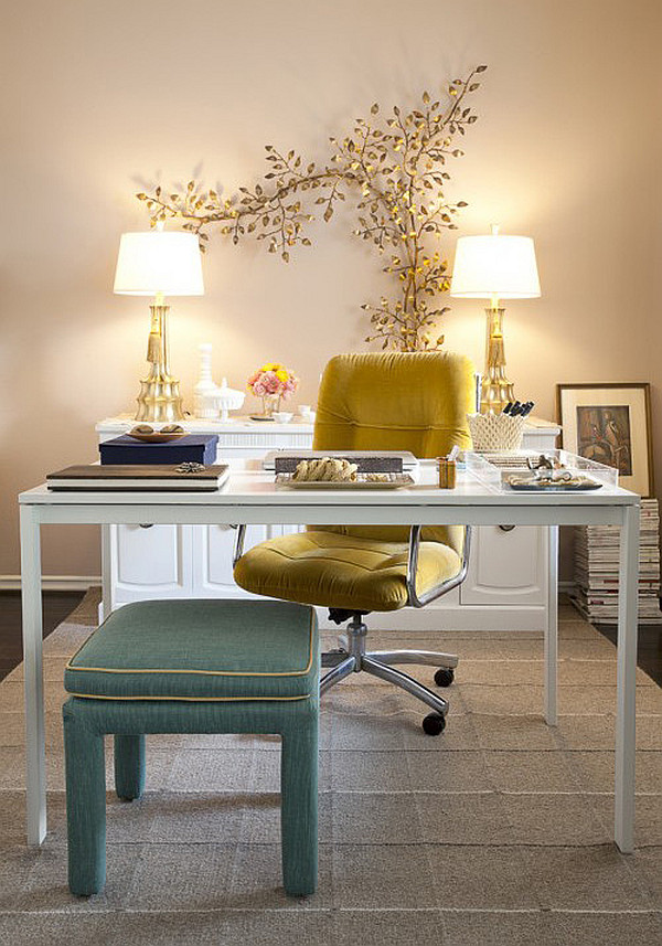 designers home office with a feminine touch