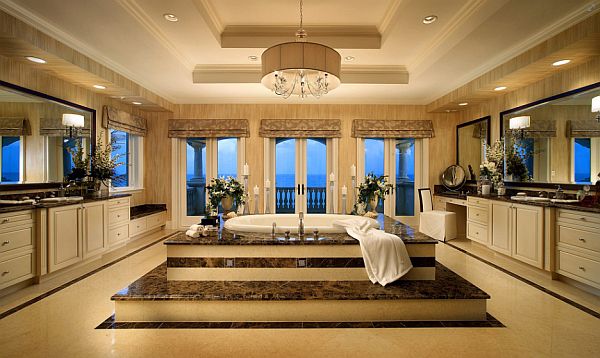 huge bathroom design with mediterranean influences