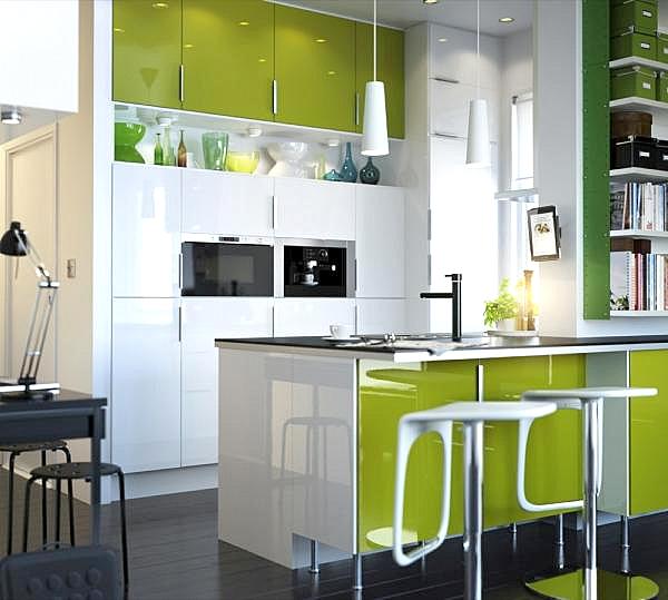 lime green and white modern kitchen