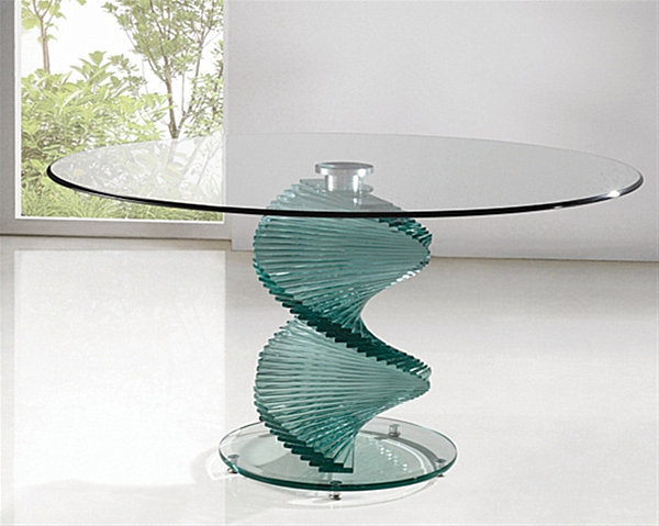 modern glass coffee table with a twist