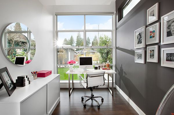 modern home office with white and gray