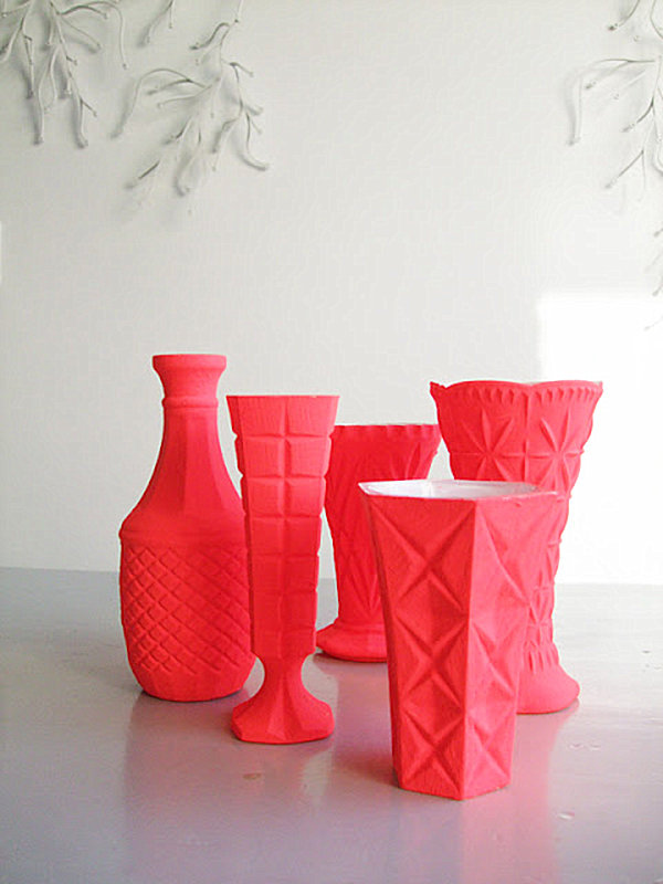 neon glass vases