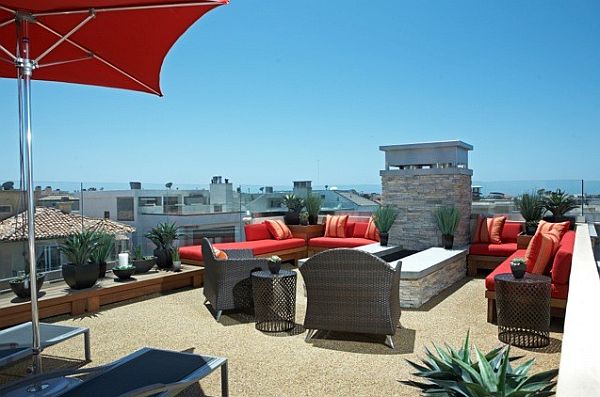 rooftop garden and modern patio furniture