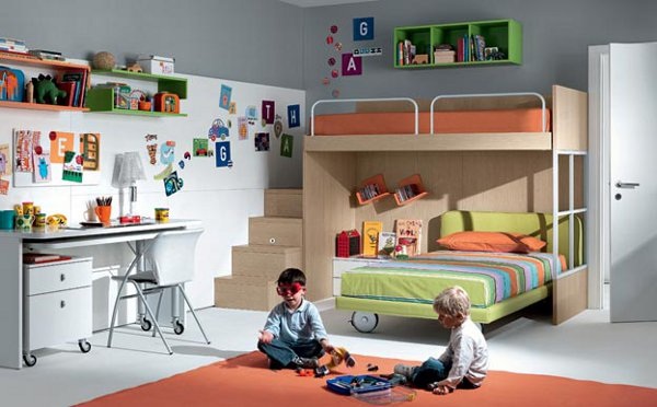 shared boys' room with bunk beds