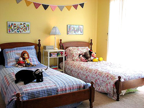 boy girl shared room bedding