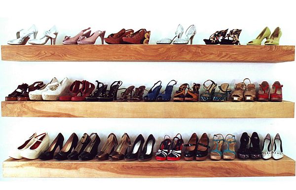 shoe organization - floating shelves