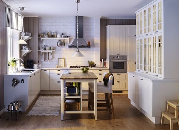 Traditional IKEA kitchen with small fancy knobs