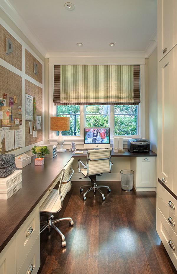 traditional home office with a feminine touch