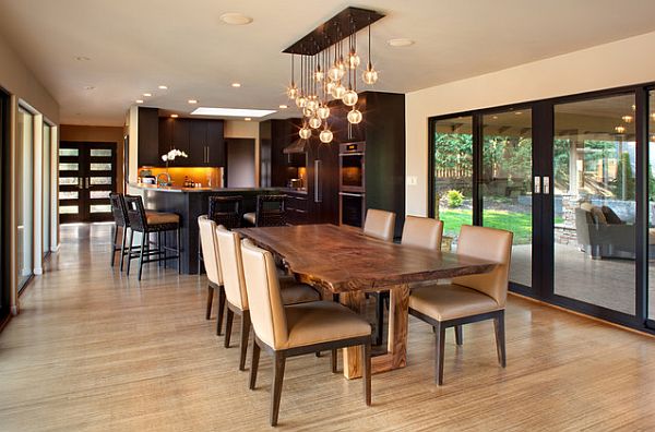 Modern Lighting Over Dining Room Table