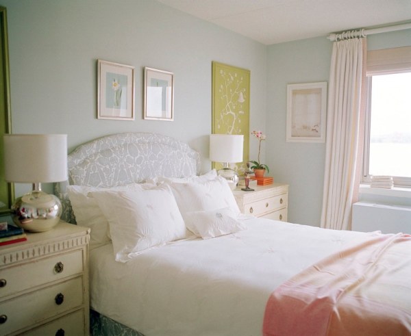 A soothing pastel bedroom