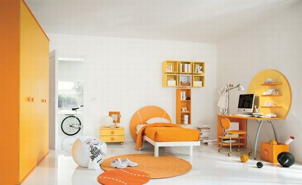 Bright and lovely bedroom in orange
