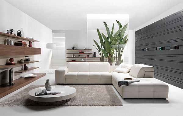 Contemporary living room with a surround music system