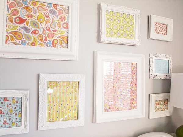 Framed Scrapbook Paper on white walls