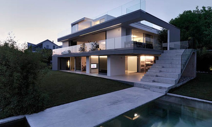 Feldbalz House: Contemporary Glass Home with Brilliant Views of Lake Zurich