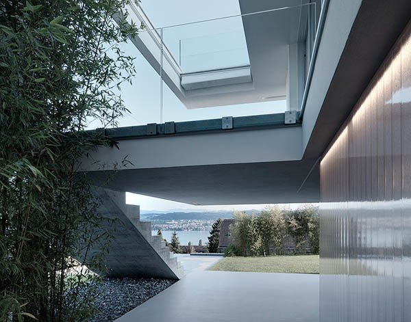 Glass Contemporary Feldbalz House - concrete stairs