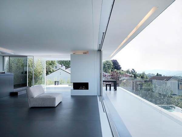 Glass Contemporary Feldbalz House - open space living room