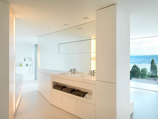 Glass Contemporary Feldbalz House - white modern bathroom